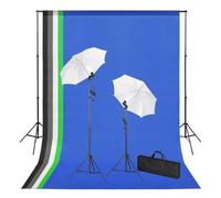 vidaXL Kit de studio photo - toiles de fond, lampes et parapluies pour portrait et produits