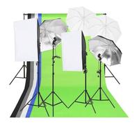 vidaXL Kit d'éclairage de studio photo 190238 – Softbox et système de toile de fond – Noir G