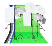 vidaXL Kit d'Eclairage de Studio Photo Equipement de Photographie Lumière Softbox Système de Fond Kit de Toile de Fond Prise de Photos Intérieur