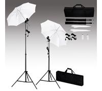vidaXL Kit studio photo avec fond, luminaires et parapluies