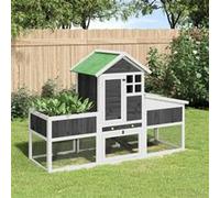 vidaXL Konijnenhok 170x63x113 cm massief grenenhout grijs172293 G