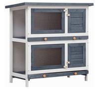 vidaXL Konijnenhok voor buiten met 4 deuren hout grijs170834 Gris G