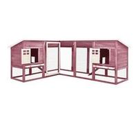 vidaXL Clapier d'extérieur avec piste Moka et blanc Bois de sapin