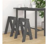vidaXL Tabourets de bar 823666 Bois massif de pin Gris 40x40x60 cm Lot de 2