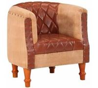 vidaXL Chaise cabriolet marron cuir véritable bois de manguier massif