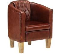 Fauteuil cabriolet marron cuir véritable