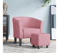 vidaXL Fauteuil cabriolet Chaise avec repose-pied, accoudoirs, siège rembourré – velours rose