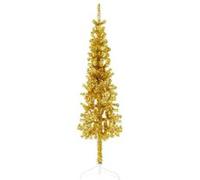 Kunstkerstboom half met standaard smal 120 cm goudkleurig344589