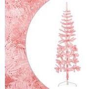Kunstkerstboom half met standaard smal 120 cm roze344569