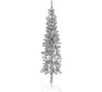 vidaXL Kunstkerstboom half met standaard smal 120 cm zilverkleurig344594 Argent G