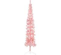 vidaXL Kunstkerstboom half met standaard smal 210 cm roze344572 Rose G