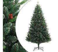 vidaXL Sapin de Noël artificiel à charnières avec baies rouges 180 cm
