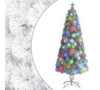 vidaXL Arbre de Noël artificiel pré-éclairé blanc 240 cm fibre optique