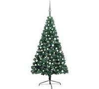 vidaXL Kunstkerstboom met verlichting en kerstballen half 210 cm groen3077652 Vert G