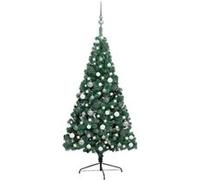 vidaXL Kunstkerstboom met verlichting en kerstballen half 240 cm groen3077653 Vert G