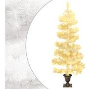 vidaXL Kunstkerstboom met verlichting en pot 120 cm PVC wit344652 Blanc G