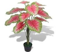 vidaXL Plante artificielle Caladium avec pot 85 cm Vert et Rouge