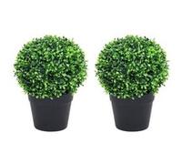 vidaXL Plantes de buis artificiel 2 pcs avec pots Boule Vert 27 cm