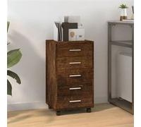 342674 vidaXL Armoire à tiroirs avec roulettes Chêne fumé Bois d'ingénierie