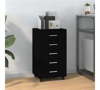 342671 vidaXL Armoire à tiroirs avec roulettes Noir Bois d'ingénierie