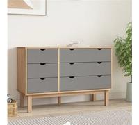 vidaXL Commode OTTA – Bois de pin massif Marron et gris 111x42x73,5 cm