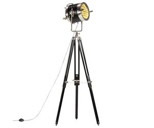 vidaXL Lampadaire à Trépied Lampe sur Pied Lampe à Piédestal Hauteur Réglable Salon Maison Intérieur Noir 171 cm Bois de Manguier Massif