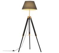 vidaXL Lampadaire à Trépied Lampe sur Pied Lampe à Piédestal Salon Salle de Séjour Maison Intérieur Noir et Doré 141 cm Bois de Teck Massif