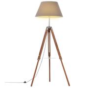 vidaXL Lampadaire à Trépied Marron Lampe sur Pied Lampe à Piédestal Salon Salle de Séjour Maison Intérieur Miel et Gris 141 cm Bois de Teck