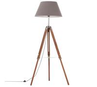 Vidaxl Lampadaire À Trépied Marron Miel Et Gris Bois De Teck 141 Cm
