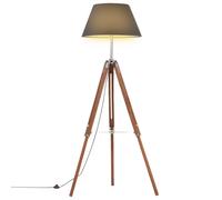Vloerlamp driepoot 141 cm massief teakhout honingbruin en zwart288079