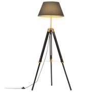 Vidaxl Lampadaire À Trépied Noir Et Doré Bois De Teck Massif 141 Cm Multicolore