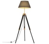 Vidaxl Lampadaire À Trépied Noir Et Doré Bois De Teck Massif 141 Cm Multicolore