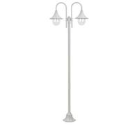 vidaXL Lampadaire de jardin E27 220 cm Aluminium 2 lanternes Blanc