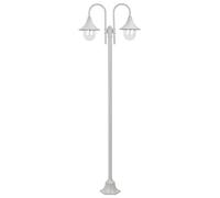 vidaXL Lampadaire de jardin E27 220 cm Aluminium 2 lanternes Blanc