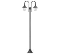 vidaXL Lampadaire de jardin E27 220 cm Aluminium 2 lanternes Bronze