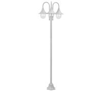 vidaXL Lampadaire de jardin E27 220 cm Aluminium 3 lanternes Blanc
