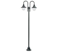 vidaXL Lampadaire de jardin E27 220cm Aluminium 2 lanternes Vert foncé