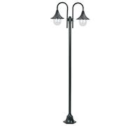 vidaXL Lampadaire de Jardin E27 220cm Aluminium 2 Lanternes Vert Foncé Lampe