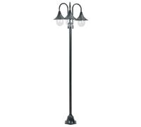 vidaXL Lampadaire de jardin 220 cm E27 Aluminium 3 lanternes Vert foncé