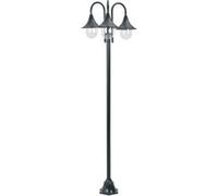 vidaXL Lampadaire de jardin 220 cm E27 Aluminium 3 lanternes Vert foncé