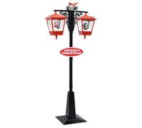 vidaXL Lampadaire de Noël avec Père Noël Lumière Réverbère de Noël Ornement Décoration de Noël Fête Jardin Extérieur Noir et 289926