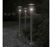 vidaXL Lampadaire d'extérieur argenté 100 cm acier inoxydable, éclairage au sol d'extérieur, éclairage au sol de jardin, 4006351