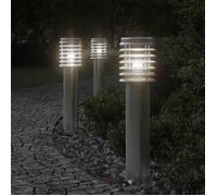 vidaXL Lampadaire d'extérieur argenté 60 cm acier inoxydable, éclairage au sol d'extérieur, éclairage au sol de jardin, 4006357