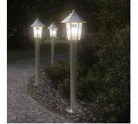 vidaXL Lampadaire d'extérieur argenté 80 cm acier inoxydable, éclairage au sol d'extérieur, éclairage au sol de jardin, 4006381