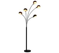 vidaXL Lampadaire Lampe sur Pied Lampe de Sol Lampe à Arc Lumière Eclairage Salon Chambre à Coucher Maison Intérieur 200 cm 5 x E14 Noir et Doré