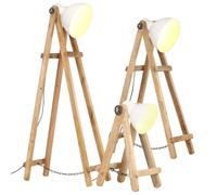 Vidaxl Lampadaires 3 Pcs Blanc E27 Bois De Manguier Massif Blanc