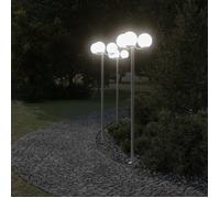 vidaXL Lampadaires d'extérieur 2 pcs argenté 215 cm acier inoxydable, éclairage au sol d'extérieur, éclairage au sol de 4006390