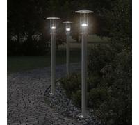 Vidaxl Lampadaires D'extérieur 3 Pcs Argenté 100 Cm Acier Inoxydable