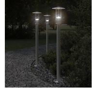 Vidaxl Lampadaires D'extérieur 3 Pcs Argenté 100 Cm Acier Inoxydable