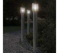 Vidaxl Lampadaires D'extérieur 3 Pcs Argenté 110 Cm Acier Inoxydable